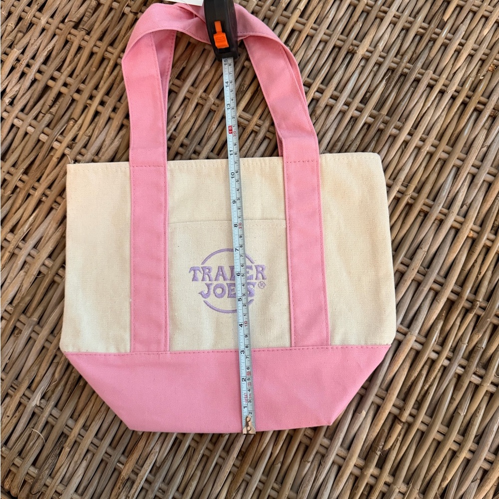 New! Trader Joe's mini tote bag- pink - perfect for Easter basket! - Picture 3 of 5